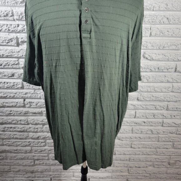 Falls Creek Mens Shirt XXL Short Sleeve Quarter Button Green Embroidered GRE4E - Picture 4 of 8